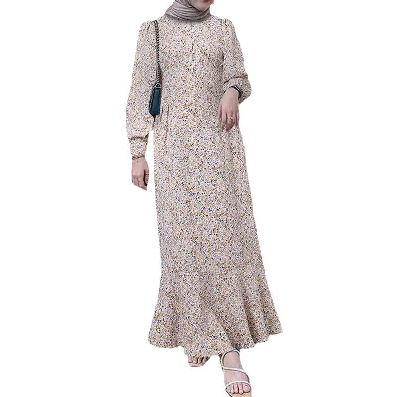 Muslim Clothing Bohemian Sun Dress Elegant Abaya Zanze Long Sleeve Vestido
