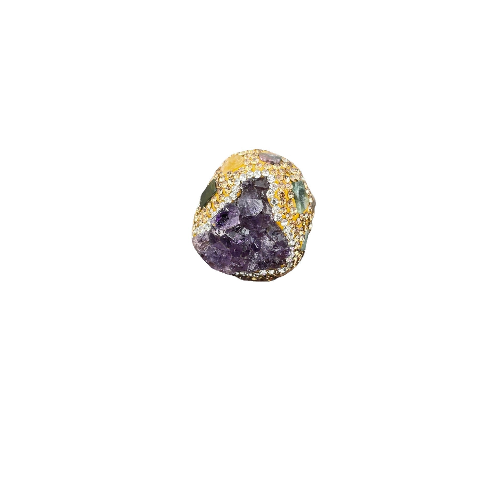 Natural Original Mine Crystal Tooth Gem Ring Uruguay Purple Quartz Ring European And American Personality Accessories Wholesale
