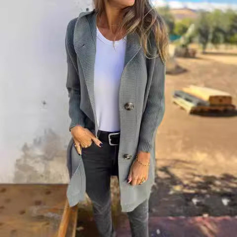 2025 Cross-border Europe And The United States Amazon AliExpress Autumn And Winter New Long Casual Sweater Cardigan Women&#039;s Clothing