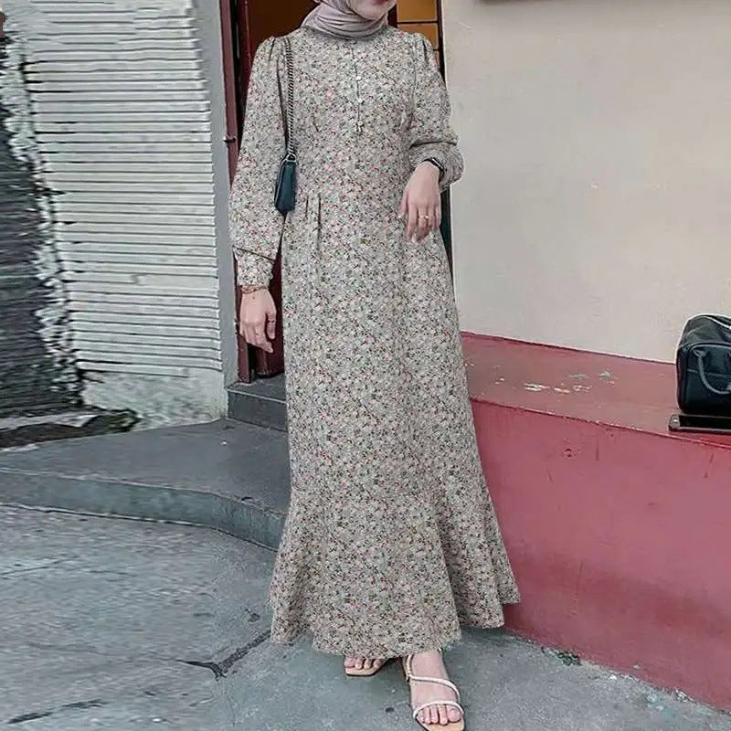 Muslim Clothing Bohemian Sun Dress Elegant Abaya Zanze Long Sleeve Vestido