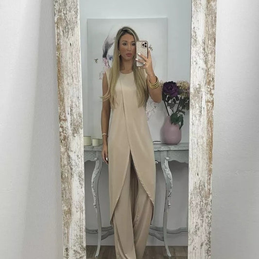 Summer New Casual Sleeveless Loose Round Neck Pants Two-piece Set For Women