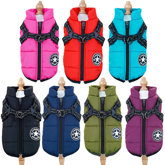Thickened Waterproof Warm Dog Cat Cotton Coat Winter Chest Back Cotton Vest Pet Clothing