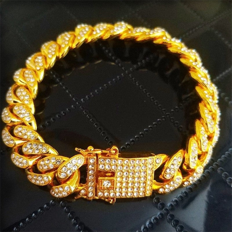 Simple Fashion And Fully-jewelled Cuban Ins Style Hip Hop Geometric Bracelet