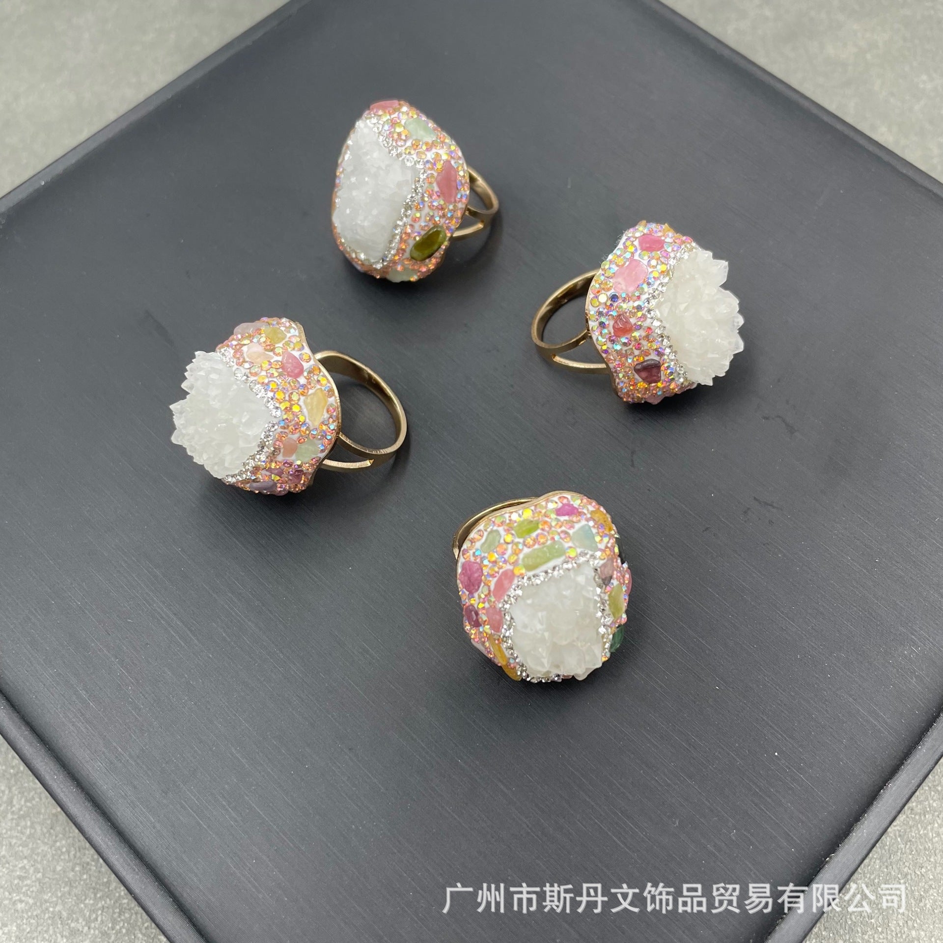 Natural Original Mine Crystal Tooth Gem Ring Uruguay Purple Quartz Ring European And American Personality Accessories Wholesale