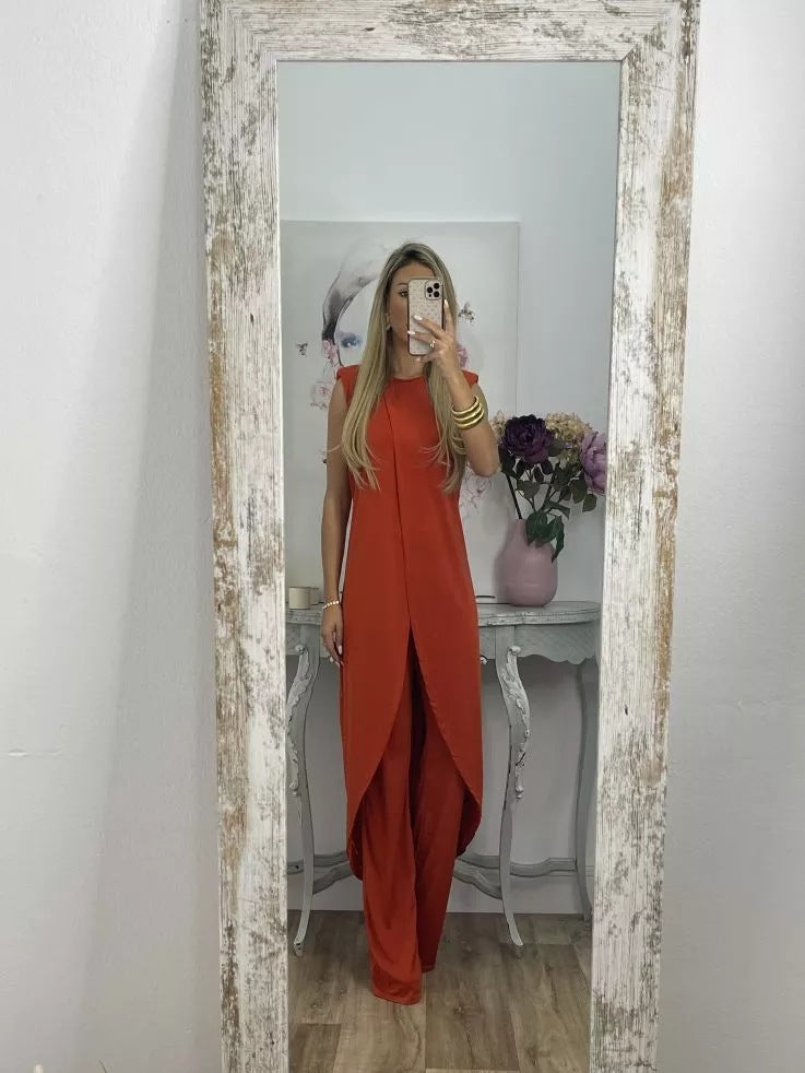 Summer New Casual Sleeveless Loose Round Neck Pants Two-piece Set For Women