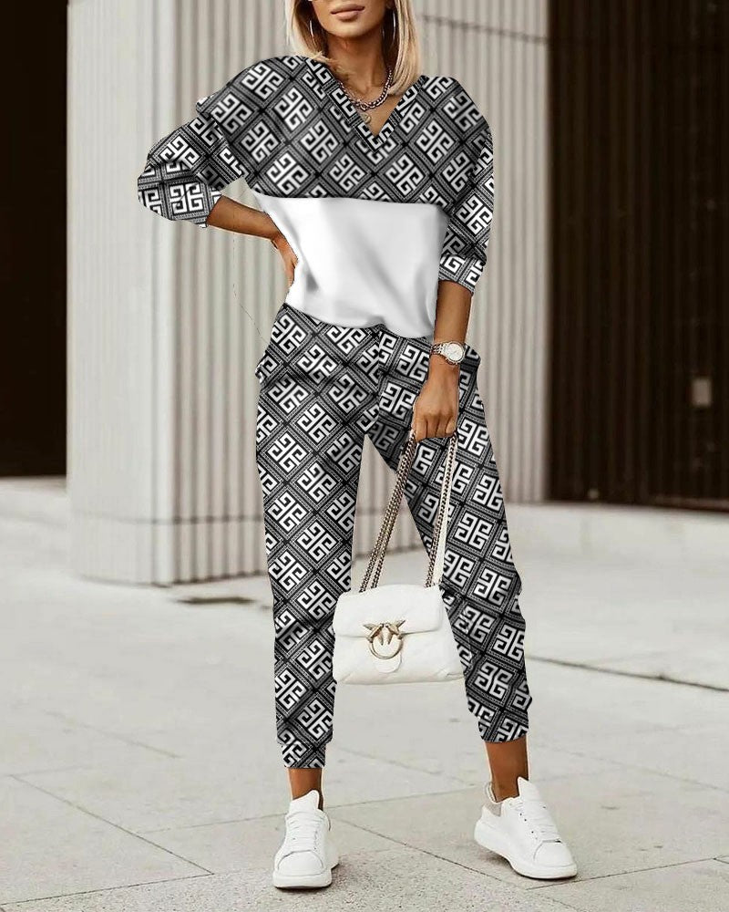 2023 New Fashion Trend Printed 2-piece Suit Woman