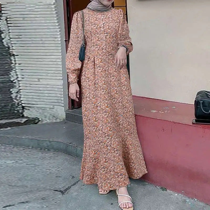 Muslim Clothing Bohemian Sun Dress Elegant Abaya Zanze Long Sleeve Vestido