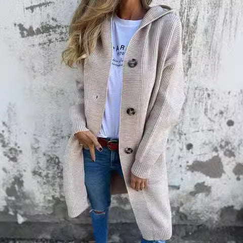 2025 Cross-border Europe And The United States Amazon AliExpress Autumn And Winter New Long Casual Sweater Cardigan Women&#039;s Clothing