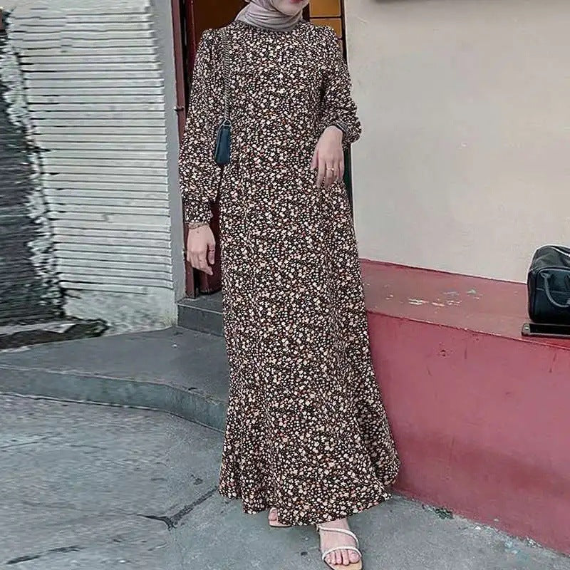 Muslim Clothing Bohemian Sun Dress Elegant Abaya Zanze Long Sleeve Vestido