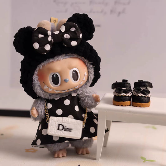 Labubu Doll Clothes 17cm Heart-warming Macaron Rubber-encrusted Face Rag Doll Clothes Changing