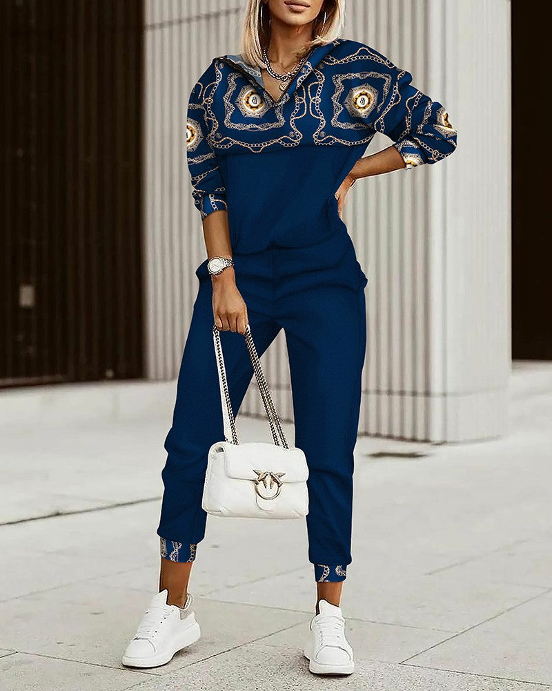 2023 New Fashion Trend Printed 2-piece Suit Woman