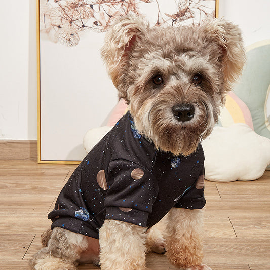 Ins Spring And Summer New Dog Clothes T-shirt Cosmic Planet Print Cat Clothes Small Dog Biped Clothes Dog Clothes