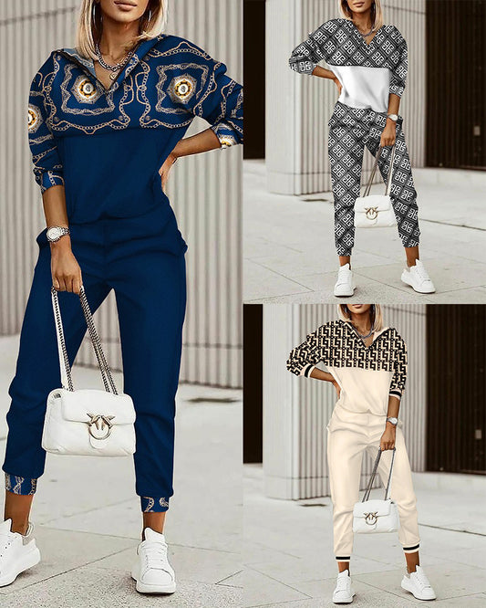 2023 New Fashion Trend Printed 2-piece Suit Woman