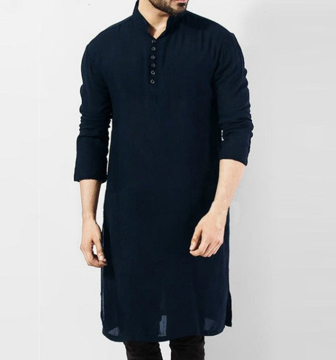 Arabic Style Fashion Simple Long Men’s Shirt Muslim Robe