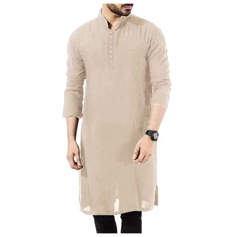 Arabic Style Fashion Simple Long Men’s Shirt Muslim Robe
