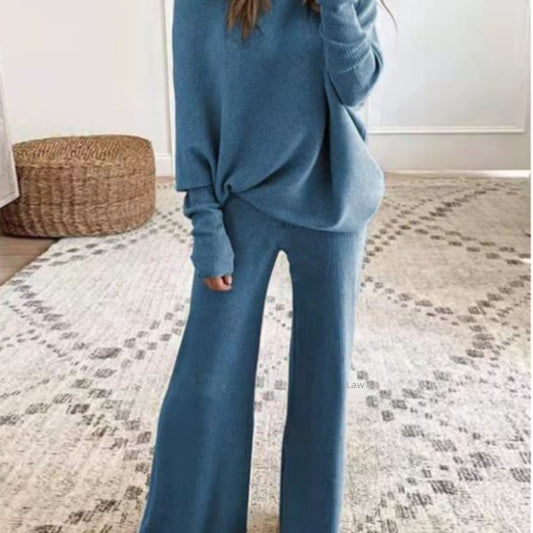 Women&#039;s Spring And Autumn Casual Solid Color Off-shoulder Women&#039;s Knitted Suit