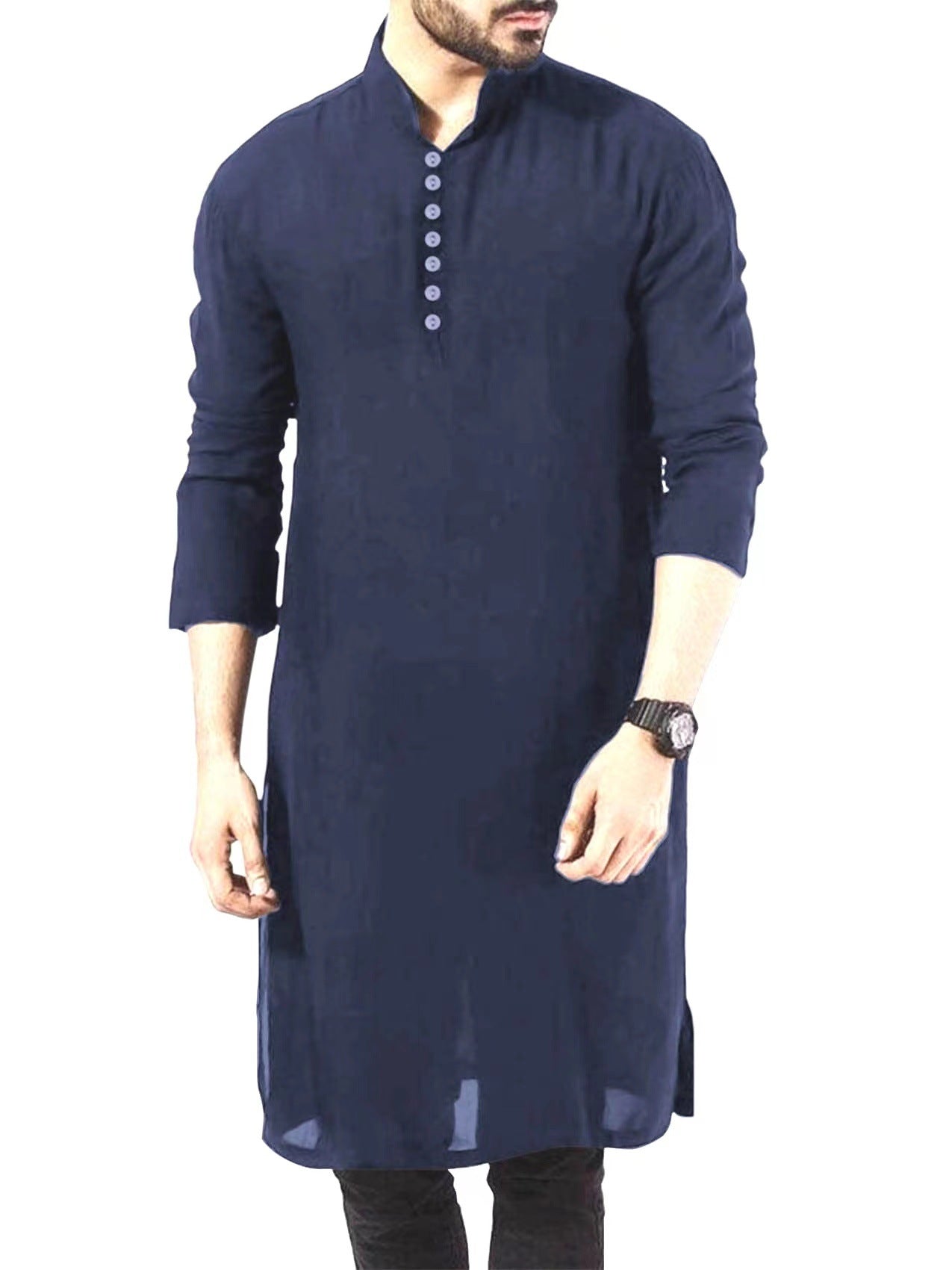 Arabic Style Fashion Simple Long Men’s Shirt Muslim Robe