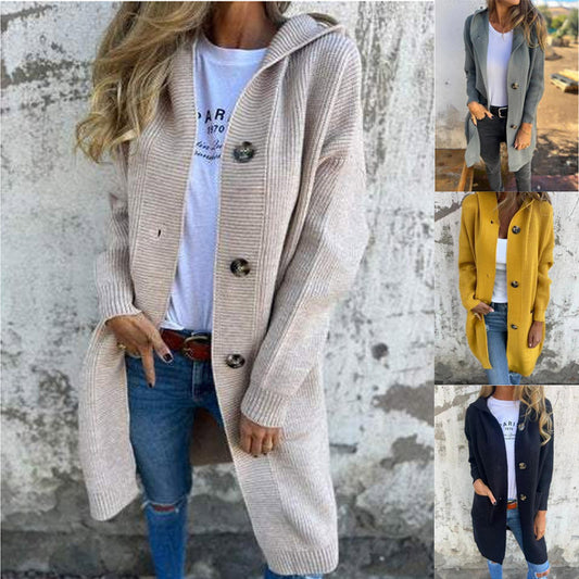 2025 Cross-border Europe And The United States Amazon AliExpress Autumn And Winter New Long Casual Sweater Cardigan Women&#039;s Clothing