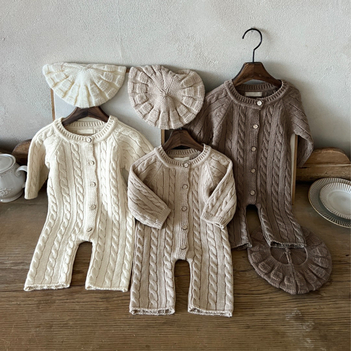 Baby&#039;s Winter Clothing Class A Pure Cotton Knitted Sweater Jumpsuit For Boys And Girls Baby&#039;s Twisted Wool Long Sweater Bag Fart Clothes