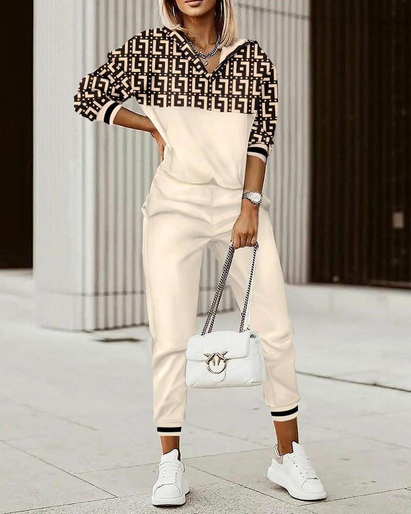 2023 New Fashion Trend Printed 2-piece Suit Woman
