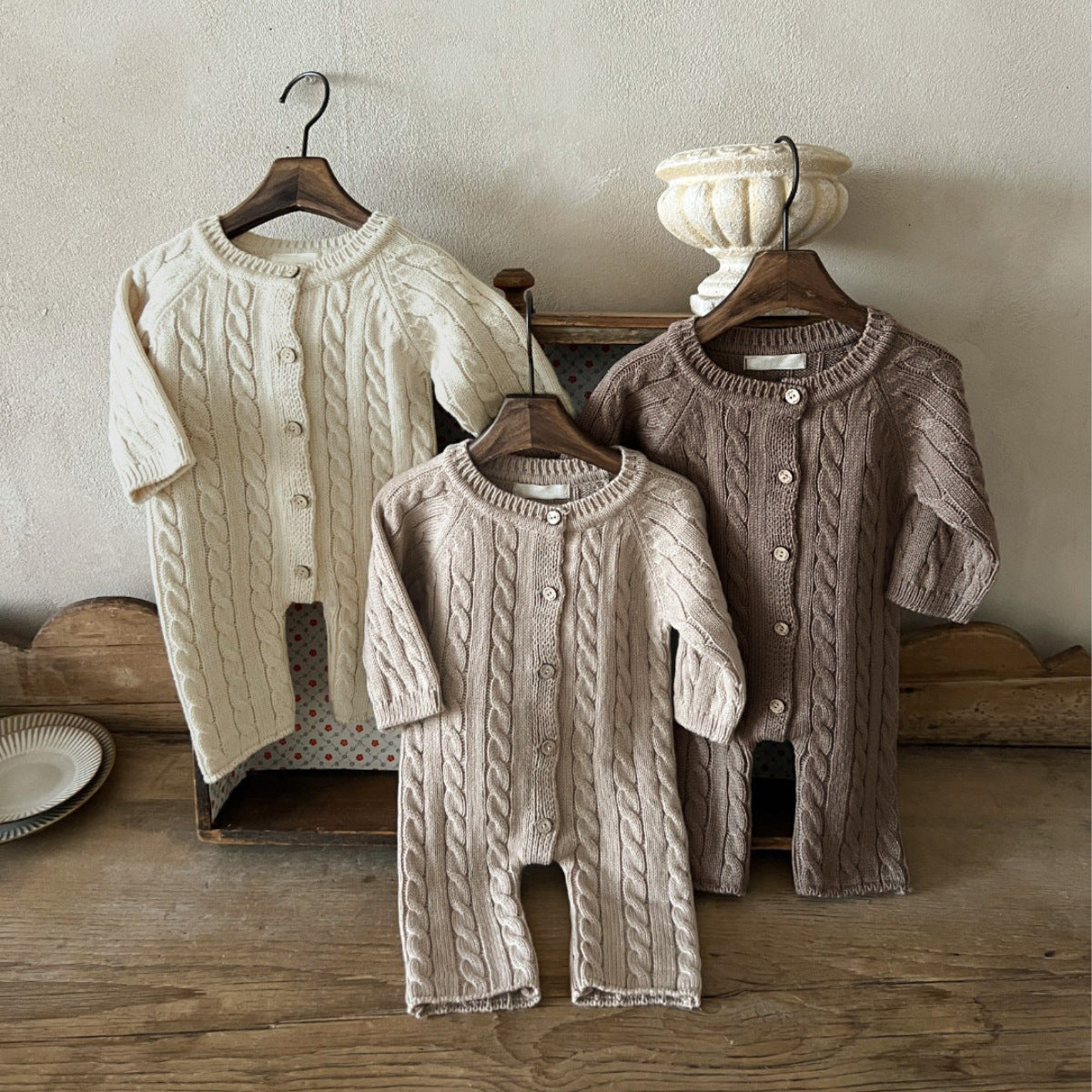 Baby&#039;s Winter Clothing Class A Pure Cotton Knitted Sweater Jumpsuit For Boys And Girls Baby&#039;s Twisted Wool Long Sweater Bag Fart Clothes