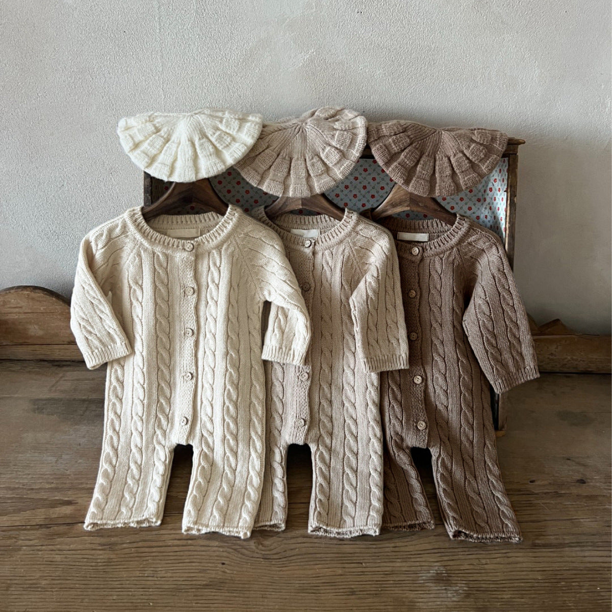 Baby&#039;s Winter Clothing Class A Pure Cotton Knitted Sweater Jumpsuit For Boys And Girls Baby&#039;s Twisted Wool Long Sweater Bag Fart Clothes