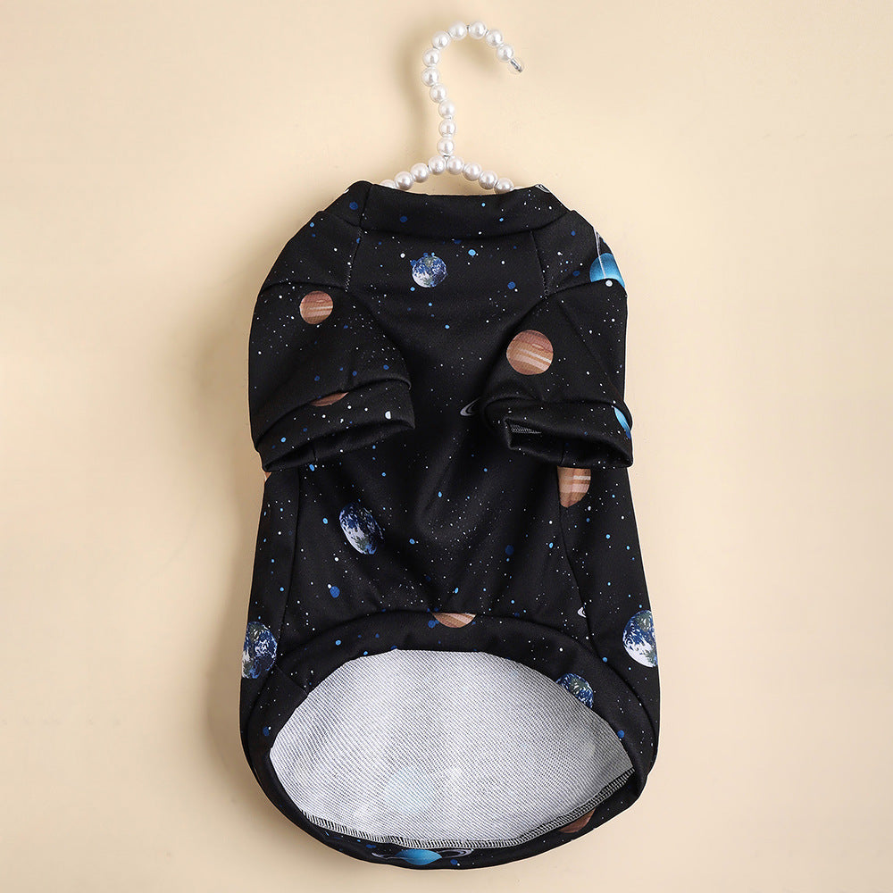 Ins Spring And Summer New Dog Clothes T-shirt Cosmic Planet Print Cat Clothes Small Dog Biped Clothes Dog Clothes