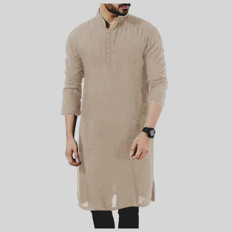 Arabic Style Fashion Simple Long Men’s Shirt Muslim Robe