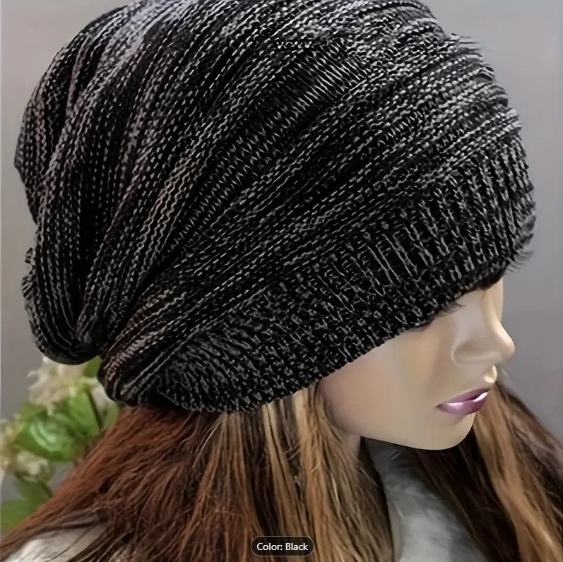 Women and Man Hat, Cap, Baggy Beanie Hat Black