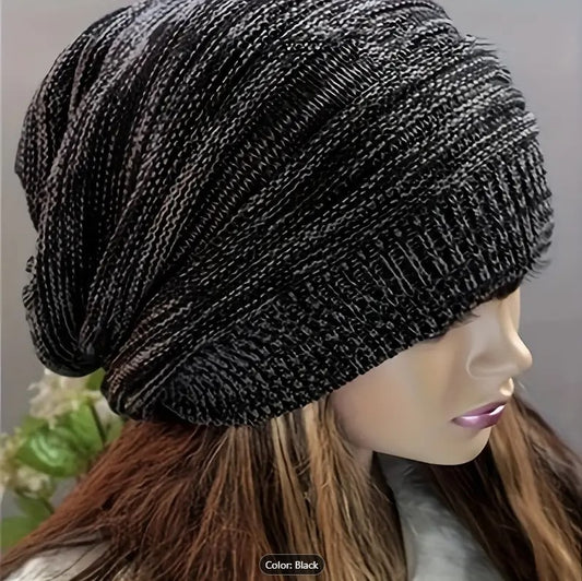 Women and Man Hat, Cap, Baggy Beanie Hat Black
