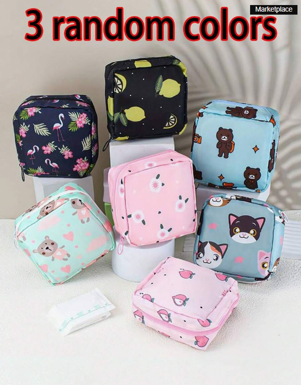 1 Pcs Sanitary Napkin Storage Bag, Ladies' Portable Cosmetic Mouth Red Bag