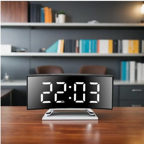 Alarm Clock, featuring a sleek LED curved screen display.