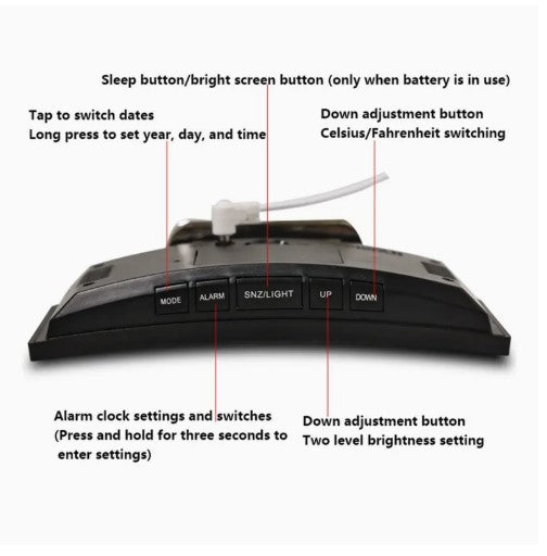 Alarm Clock, featuring a sleek LED curved screen display.