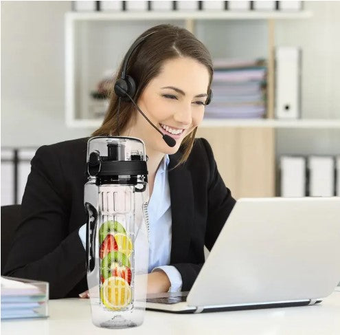 Fruit Infuser Water Bottle 32OZ Jui Shaker Sport w/ Flip Top Lid Anti-Slip Grips