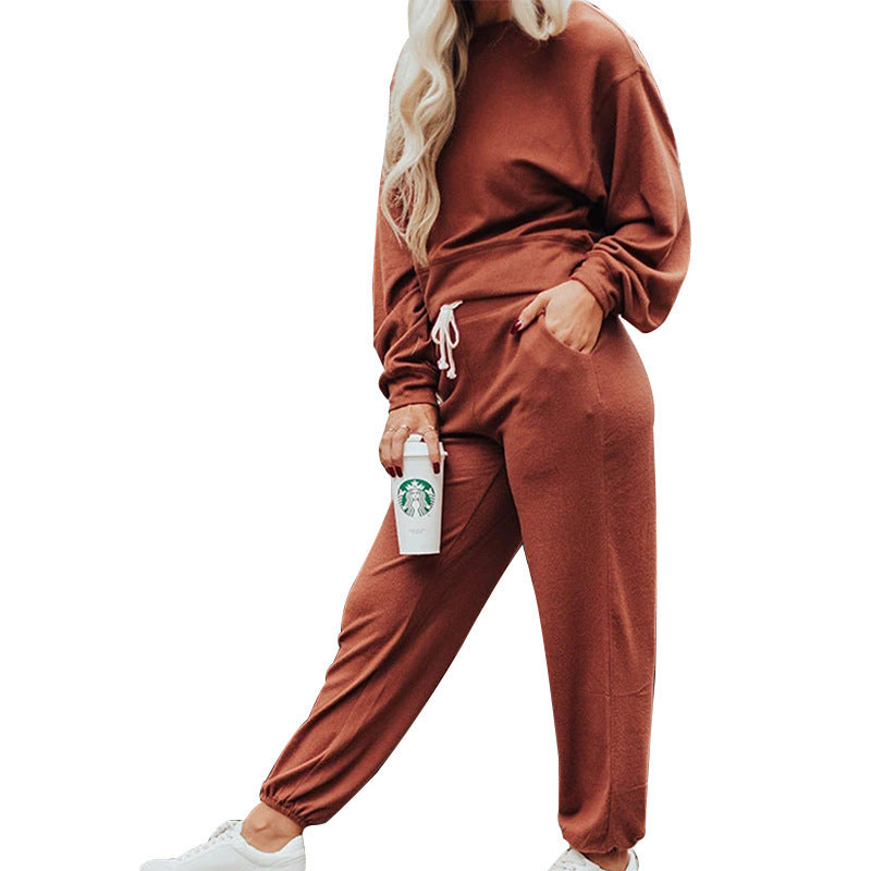 Crew Neck T-shirt Trousers Set Casual Two-piece Set