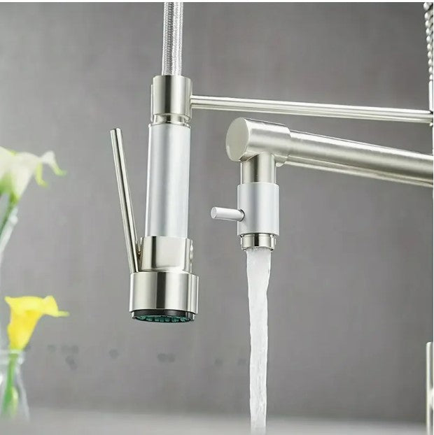 Kitchen Faucet - Hot and Cold Water, Stretch Sink, Telescopic Lifting, Rotatable