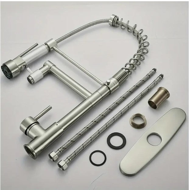 Kitchen Faucet - Hot and Cold Water, Stretch Sink, Telescopic Lifting, Rotatable