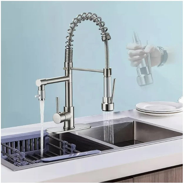 Kitchen Faucet - Hot and Cold Water, Stretch Sink, Telescopic Lifting, Rotatable