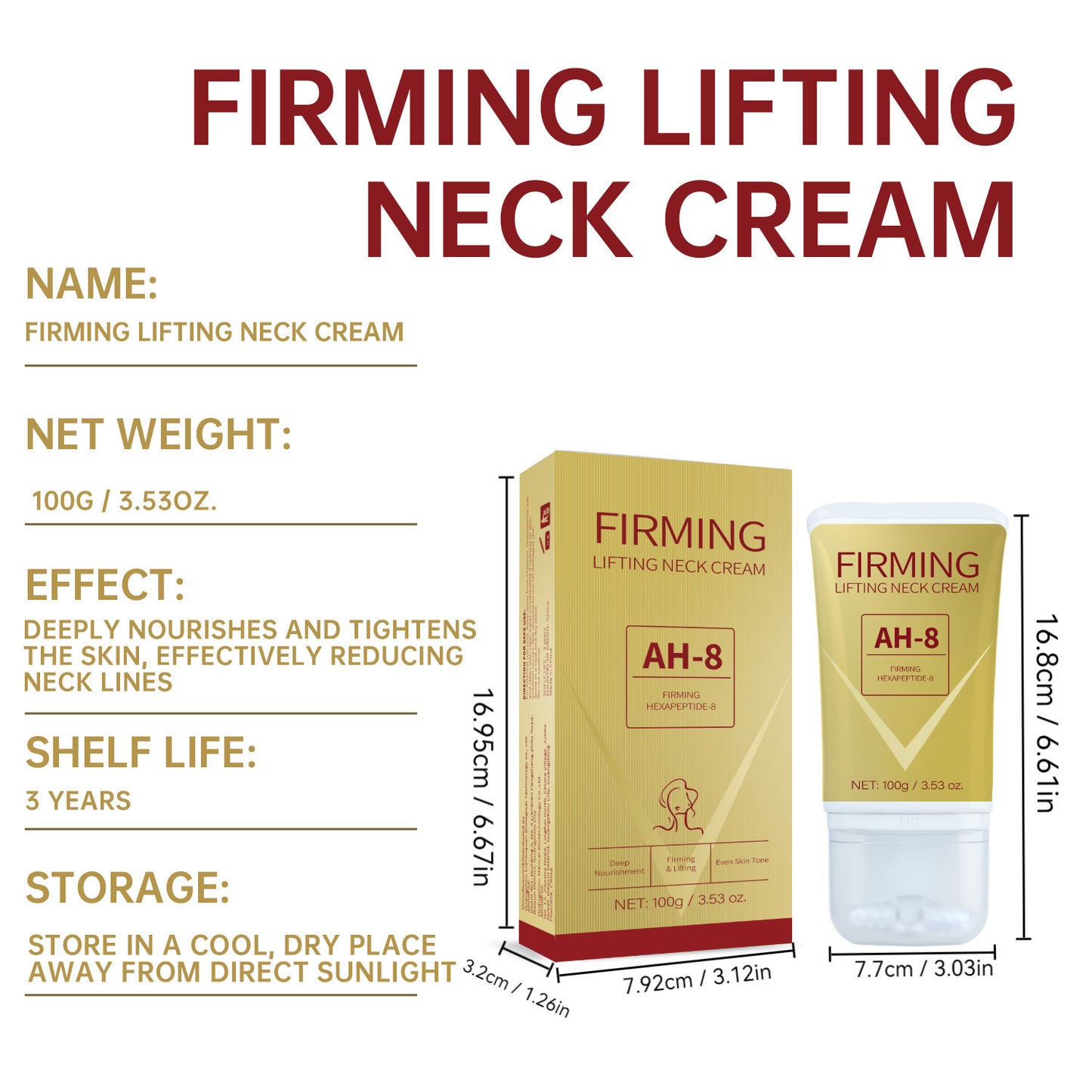 Neck Firming Roller Cream Lifts Dilutes Neck Lines Deeply Nourishes Easily Absorbed Massages