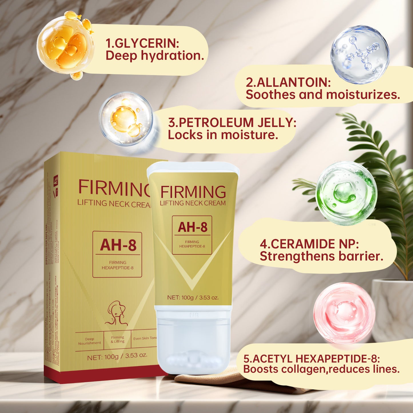 Neck Firming Roller Cream Lifts Dilutes Neck Lines Deeply Nourishes Easily Absorbed Massages