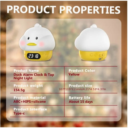 Smart Alarm Clock with Adjustable Night Light - USB Rechargeable.