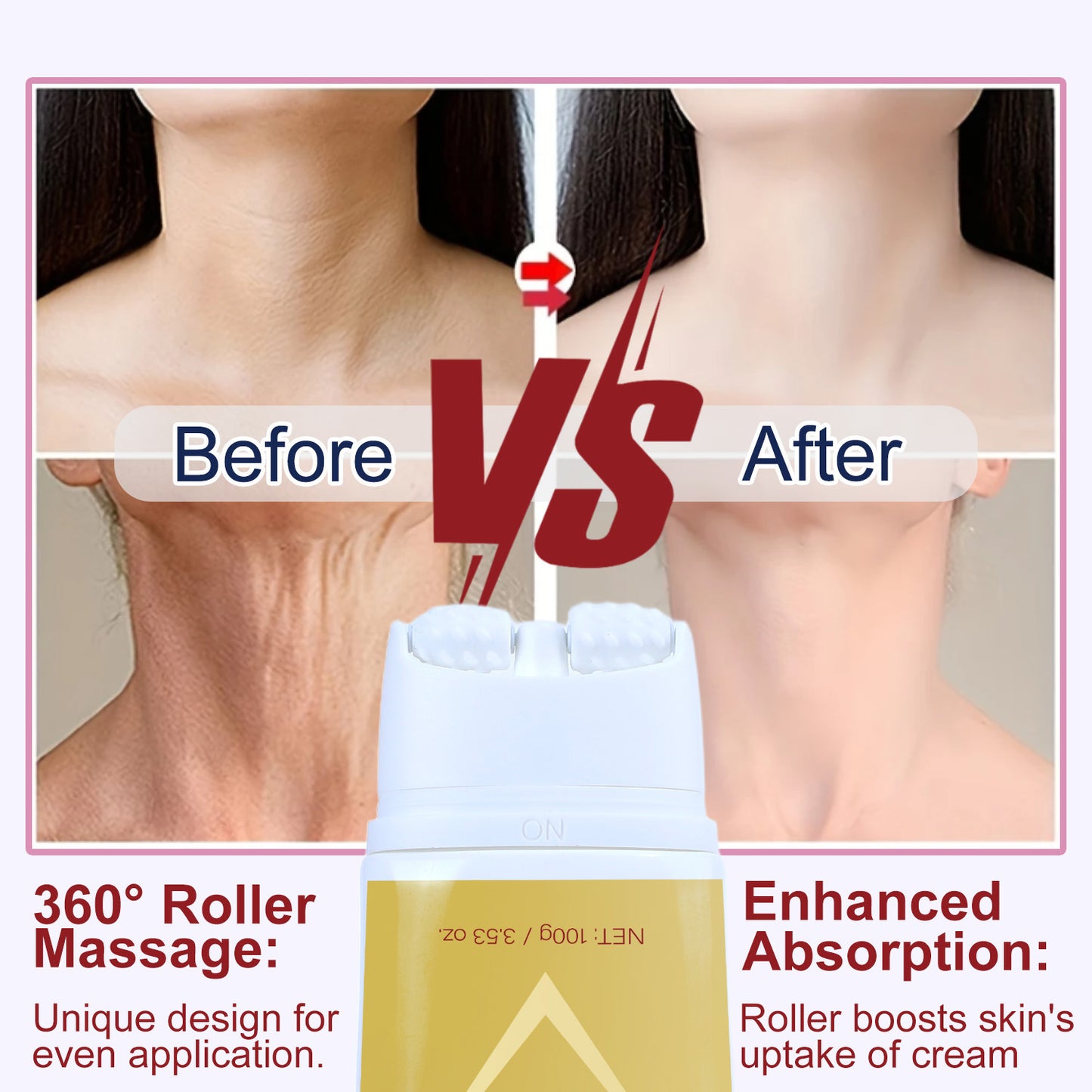 Neck Firming Roller Cream Lifts Dilutes Neck Lines Deeply Nourishes Easily Absorbed Massages