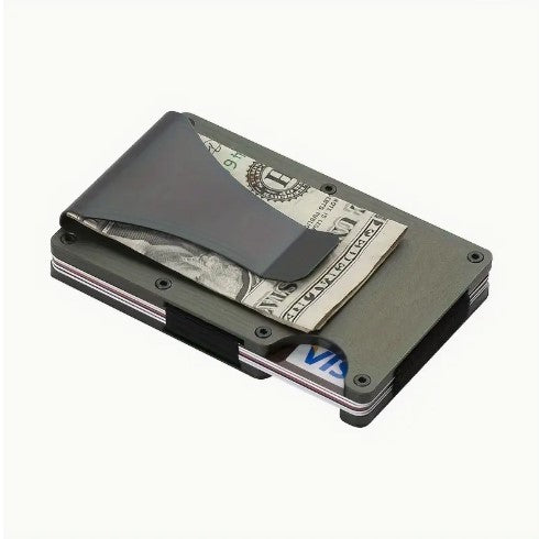 Simple and stylish new aluminum alloy RFID credit card holder with money clip, Men's business coin card holder.