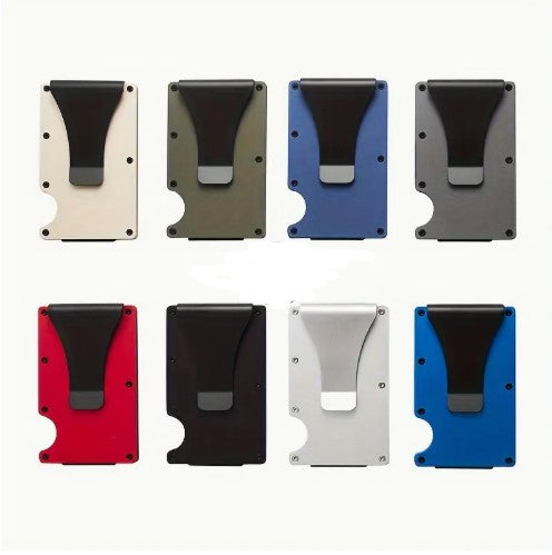 Simple and stylish new aluminum alloy RFID credit card holder with money clip, Men's business coin card holder.