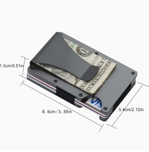Simple and stylish new aluminum alloy RFID credit card holder with money clip, Men's business coin card holder.