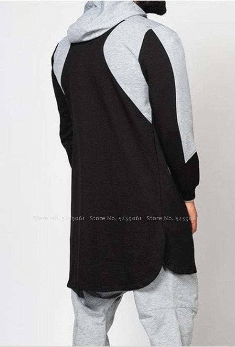 Men&#039;s Arabic Colorblock Robe Muslim Zip Pocket Sweatshirt