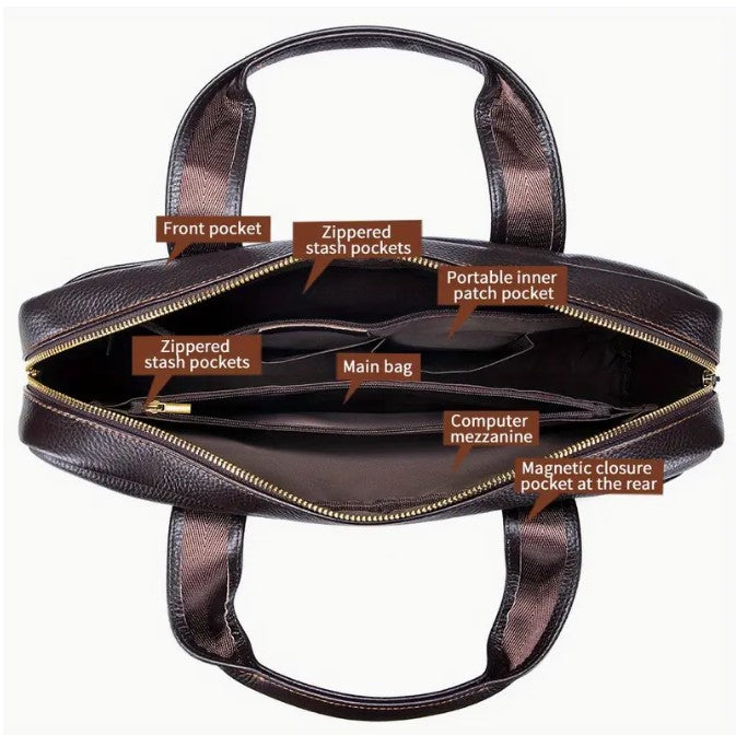 Premium Genuine Genuine Leather Laptop Briefcase