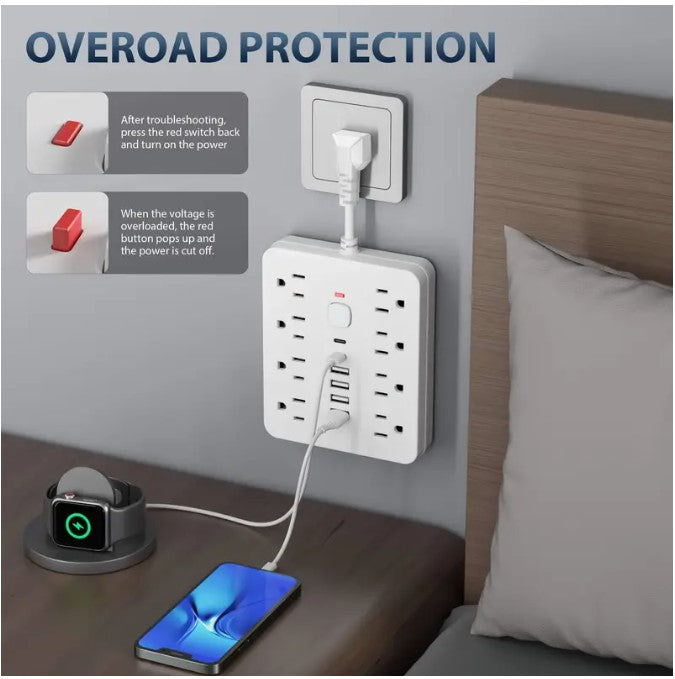 8-Outlet Wall Plug Surge Protector