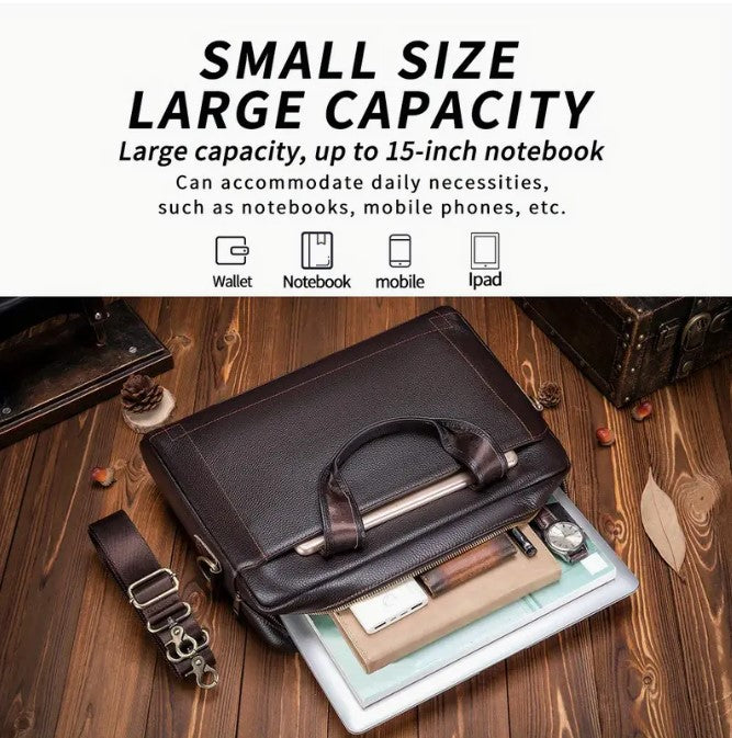 Premium Genuine Genuine Leather Laptop Briefcase